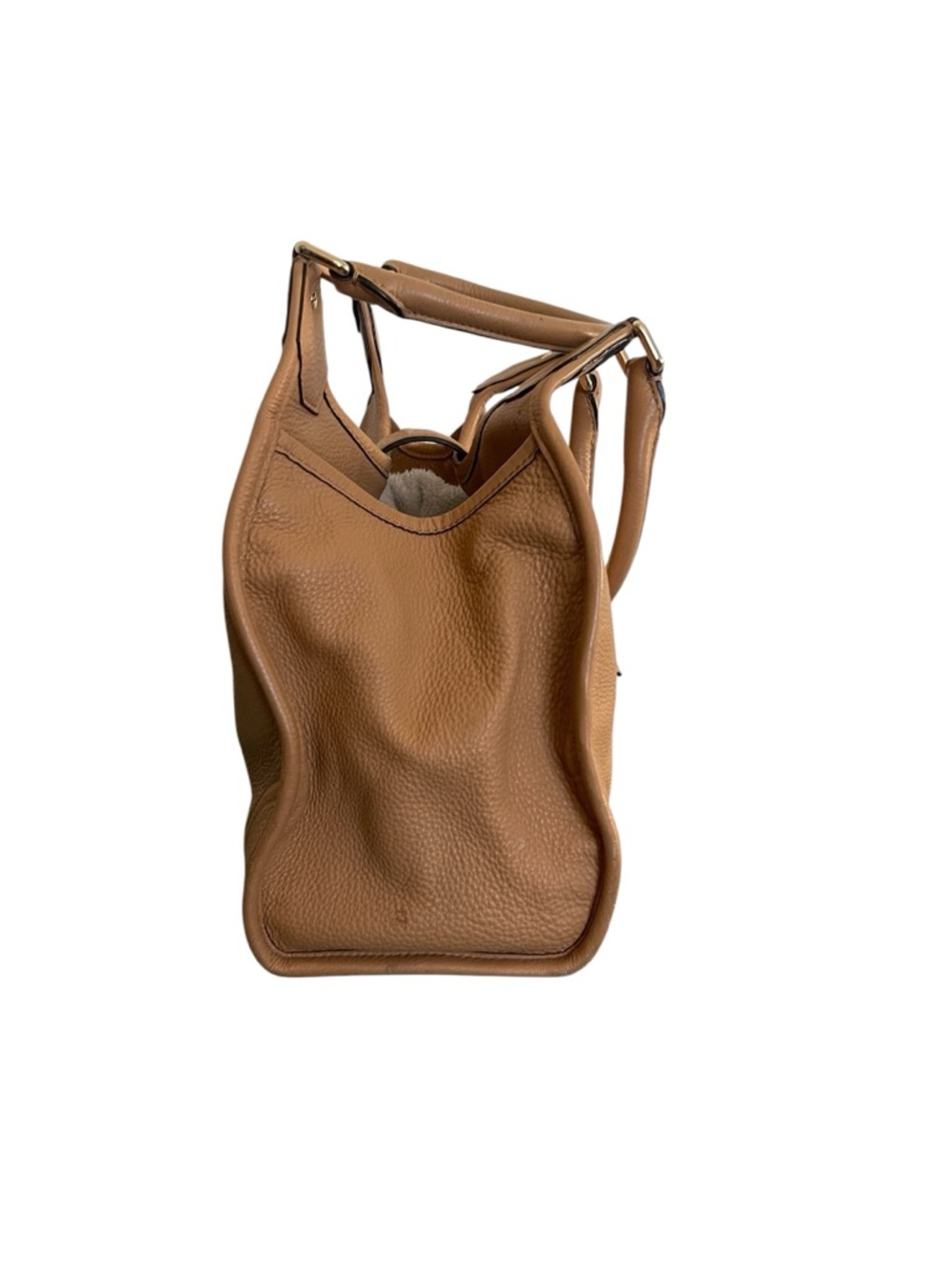 Michael Kors Bag Large Hudson Camel Leather Tote Gold Logo Shoulder Bag - Picture 7 of 9